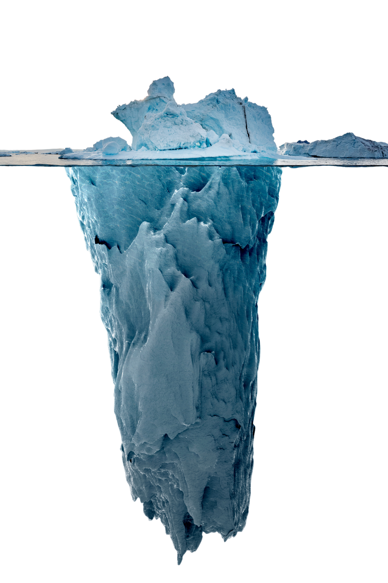 Iceberg symbolizing the hidden depths of opioid addiction challenges.